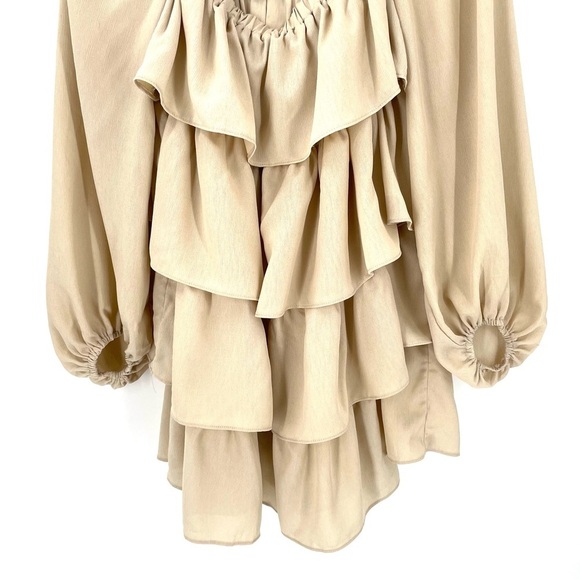 WEWOREWHAT Tiered Long Sleeve Square Neck Mini Dress - Picture 7 of 10